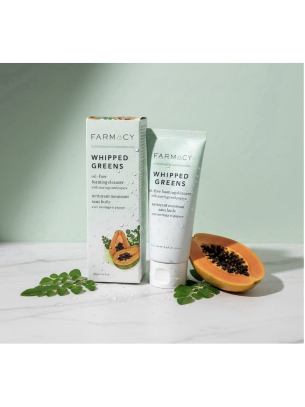FARMACY Whipped Greens Oil-Free Foaming Cleanser w/Moringa and Papaya 3.4oz NEW